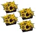 Four 7" Sunflower Arrangement in Square Basket Yellow
