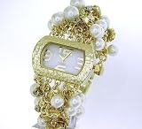 51CInTf%2BNXL. SL160  Trendy Pearl Chain Rose Crystal Ladies Analog Gold Bracelet Watch MOP Dial
