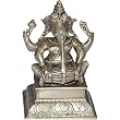 Lord Ganesha Brass Sitting Statue Playing Hormonium