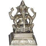 Lord Ganesha Brass Sitting Statue Playing Hormonium ~ ShalinIndia