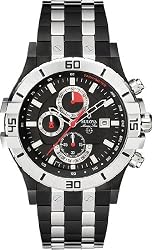 Black And Silver Tone Stainless Steel Marine Star Quartz Chronograph