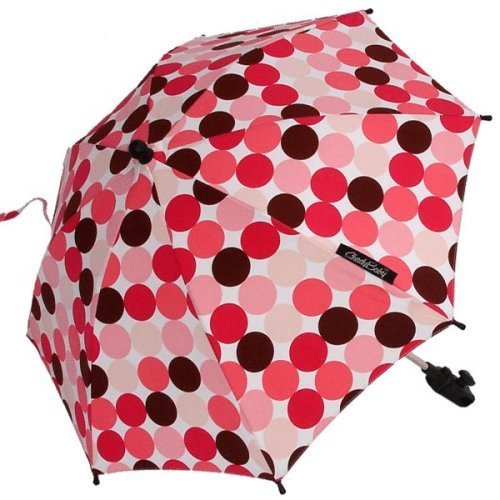 ShadyBaby Pink-Brown Polka Dots Stroller Parasol, SPF 50+ Stroller Umbrella - 24 Diameter