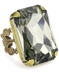 Liz Palacios "Circulo" Rectangular Smoky Quartz Crystal Adjustable Ring