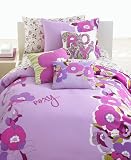Roxy Purple and Green Floral Teen Girls Duvet Cover Set
