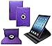 Ionic Rotating Designer Leather Apple iPad Air 2 Case (iPad 6) Cover with Stand (Purple)