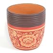 Handmade Decorative Ceramic Flower Pot / Jar With Striking Red Floral Designs