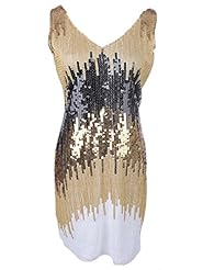 V-neck Sequined Sleeveless  Dress
