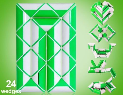 Beautyforall Brain Teaser 24-wedge Rubik's Twist Transformable Snake Wand (Green)