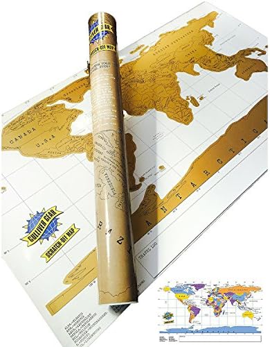 Large World Scratch Map. Relive Your Favorite Vacation Memories Everyday. The ONLY Laminated Scratch Off Map Travel Poster You Can Truly Customize with our unique Travel Log Feature