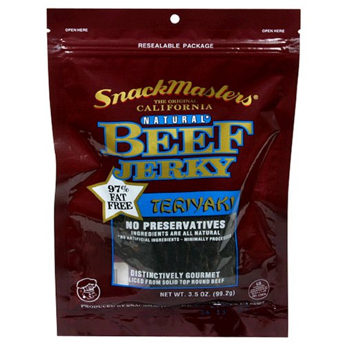 SnackMasters Beef Jerky, Teriyaki, 3.5-Ounce Packages (Pack of 8) by SnackMasters