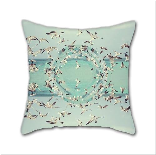 Natural Cotton DIY Decorative Pillow Cases,Flight Cotton Linen Square Throw Pillow Case ,Cover Size:18 x 18 Inch(45cm x 45cm)