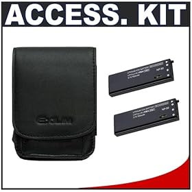 Casio Exilim EX-CASE-20 Leather Case (Black) + (2) Spare NP-50 Battery Packs for Casio... by Casio