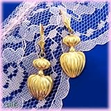 14K Pleated Heart Leverback Earrings