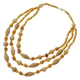 Angela's Choice Tri Strand Wood Beaded Collar Necklace
