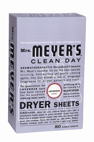 Mrs. Meyer's Clean Day Dryer Sheets, Lavender, Case Pack, Twelve - 80 Count Boxes (960 Sheets)