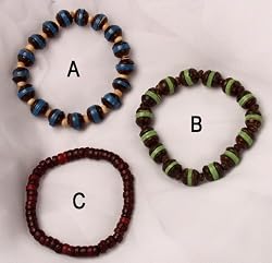 Wood and Coconut Shell Bead Stretch Bracelets