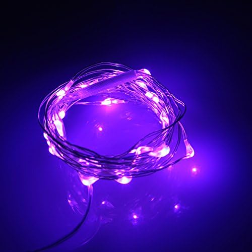 Dreamy Lighting Festival Holiday Christmas LED Starry Light 2M 20 LED Silver String Lights AA Battery Powered for Garden Home Indoor Outdoor Decoration (Purple)