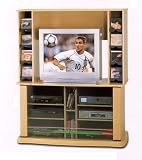 BEAUTIFUL TV ENTERTAINMENT STAND W. 2 SIDE CD RACKS