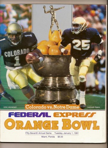 1991 Orange Bowl Game Program Notre Dame Colorado