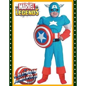 Captain America Deluxe Muscle Child Costume (Husky 10-