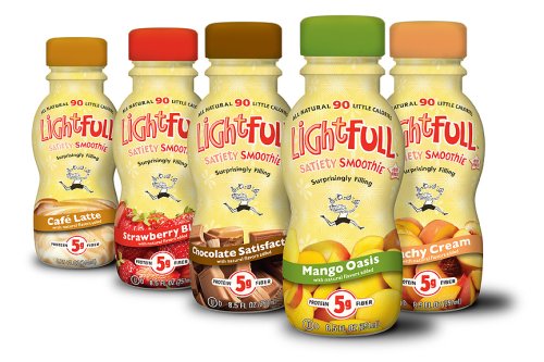 Lightfull Satiety Smoothies 15 Pack Assortment (3 8.5 oz. bottles each of Chocolate, Mango, Strawberry, Cafe Latte, Peach)