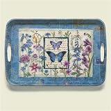 Serving Tray ~ Blue Wildflower Butterfly ~ 18 inches x 12 inches ~ melamine plastic ~ code 316