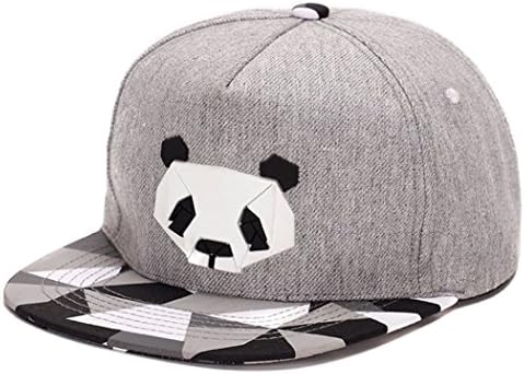 Sexycoco Unisex Solid Flat Bill Hip Hop Snapback Baseball Cap Panda-Gray