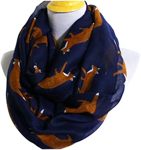 TinoTrade Circle Scarves: Cute Fox Print Infinity Loop Scarf