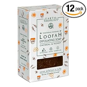 Earth Therapeutics Loofah Exfoliating Soap, Oatmeal & Honey, Case of 12 Bars