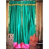 2 Green Pinks Silk Sari Panel Drapes Curtains 96 by mogulinterior.com