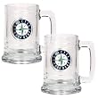 Seattle Mariners MLB 2pc 15oz Glass Tankard Set- Primary Logo by Great American Products