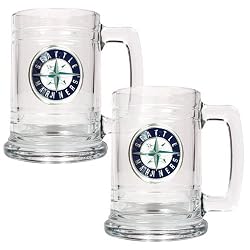 Seattle Mariners MLB 2pc 15oz Glass Tankard Set- Primary Logo by Great American Products