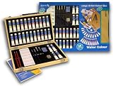 Large Water Color Painting Set Is Filled with Art Materials In A Convenient Wood Carrying Case