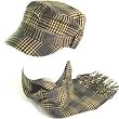 New Plaid Stripe Cadet Cabbie Cap Hat Scarf Set Dk Gray Medium Large