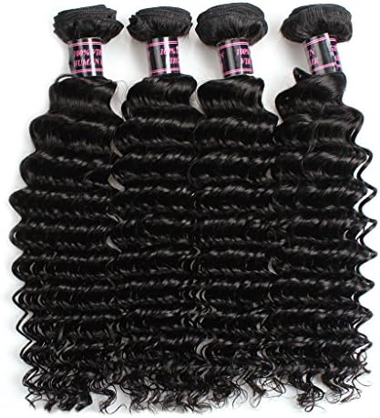 Allove Brazilian Deep Curly Hair Bundles 7a Unprocessed Virgin Deep Curly Weave 4 Bundles 20inch Natural Color Remy Human Hair