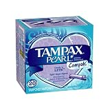 Tampax Pearl Compak Plastic Lites / Light Absorbency Unscented Tampons, 20-Count (Pack of 3)
