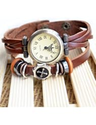 JOINNEW@2013 Luxury Fashion Quartz Vintage Retro Weave Wrap Leather Cross Bracelet Watch Ladies Wristwatch Designer Gift Brown With a Black Gift Box