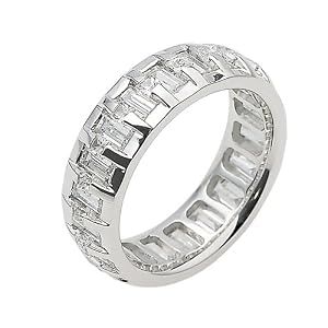 Sterling Silver, Channel Set Emerald 6.5MM Wedding Band (sz 14)