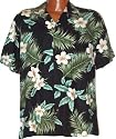 &nbsp;&nbsp;Exclusive Hawaiian (Herringbone Rayon) Plumeria Aloha Shirt