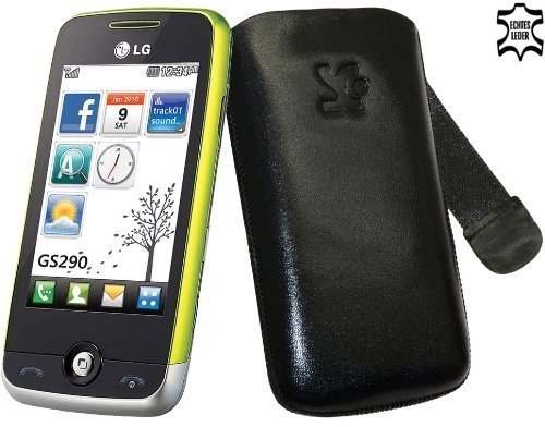 Suncase Ledertasche (Lasche mit R&uuml;ckzugfunktion) f&uuml;r LG GS290 Cookie Fresh schwarz Preisvergleich