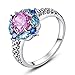 Psiroy 925 Sterling Silver Plated Pink Topaz Ring Flower Shaped Band Size 9