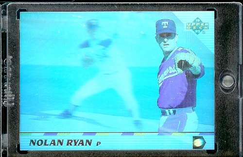1992 Upper Deck HoloGram # 45 Nolan Ryan Texas Rangers Baseball Card- Mint Condition - In Protective ScrewDown Display Case!