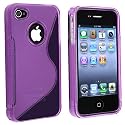 TPU Rubber Skin Case Compatible With Apple?? iPhone?? 4, Clear Dark Purple S Shape