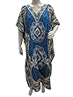 Satin Crepe Kaftan Blue Printed Caftan Dress