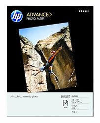 HP Glossy Advanced Photo Paper for Inkjet, 8.5 x 11 Inches, 50 Sheets (Q7853A)
