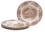Churchill China Brook Pink 9-Inch Rimmed Soup Bowls, Set of 4 by Churchill China