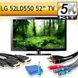 LG 52LD550 52" 1080p 120Hz LCD HDTV with 5pc Hook Up Kit (2 6FT HDMI Cables,6FT Audio Interconnect Cable ,6FT Component Cable, TV Cleaning Kit)