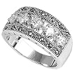 Sterling Silver Marcasite Rings with Clear CZ - Sizes: 5-9