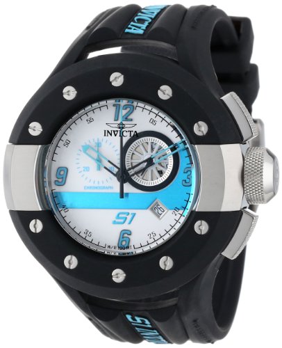 Invicta Men's 11123 S1 Chronograph White and Blue Dial Black Polyurethane Watch
