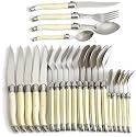 LeBrun French Laguiole Style Cutlery, Set of 24, Ivory